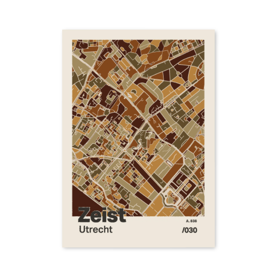 Plattegrond poster Licht Zeist mozaiek stl 03 mockup A6 schaduw voorkant | Funky Fellow
