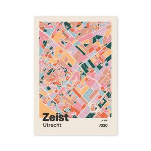 Plattegrond poster Licht Zeist mozaiek stl 04 mockup A6 schaduw voorkant | Funky Fellow