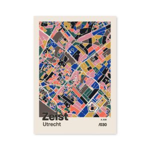 Plattegrond poster Licht Zeist mozaiek stl 05 mockup A6 schaduw voorkant | Funky Fellow