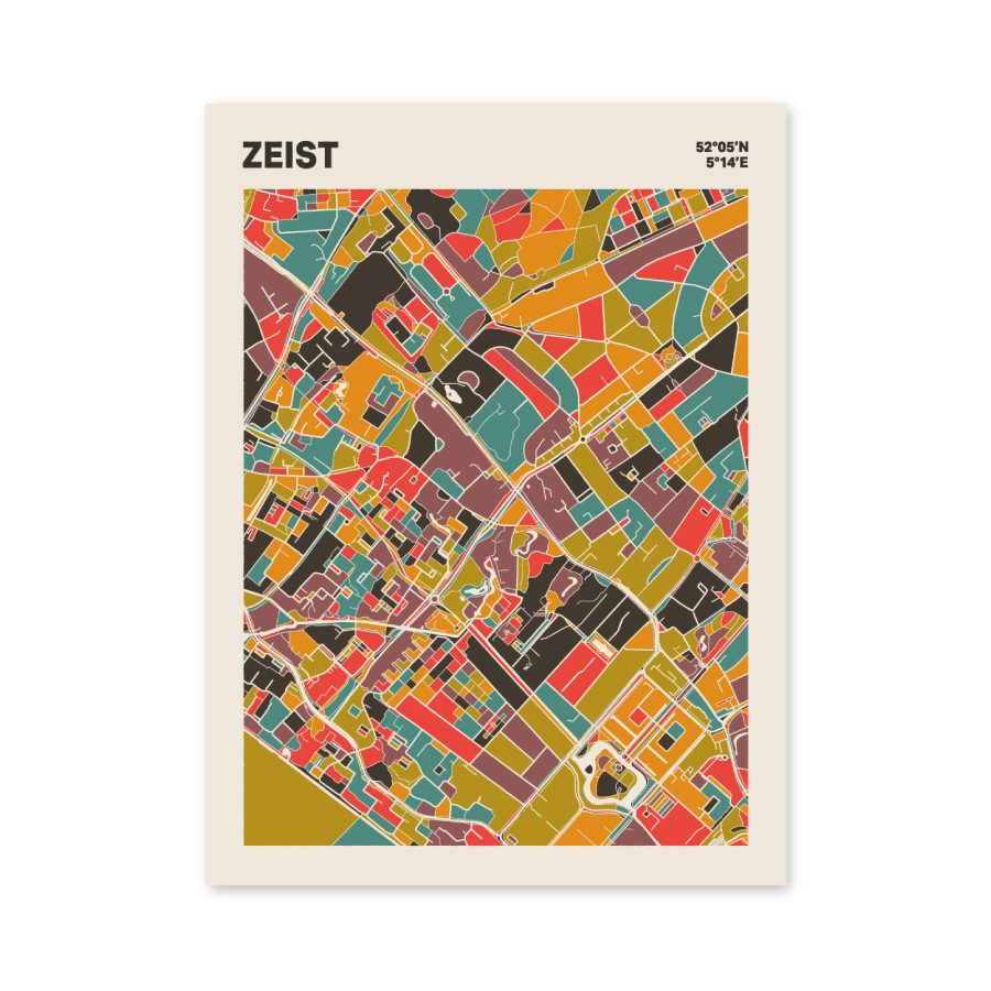Plattegrond poster Licht Zeist mozaiek stl 07 mockup poster schaduw 06 | Funky Fellow