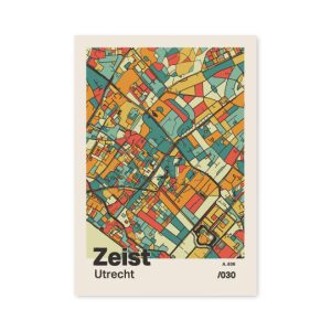Plattegrond poster Licht Zeist mozaiek stl 08 mockup A6 schaduw voorkant | Funky Fellow