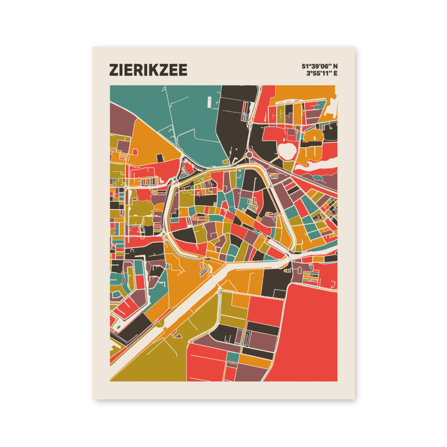Plattegrond poster Licht Zierikzee mozaiek stl 07 mockup poster schaduw 06 | Funky Fellow