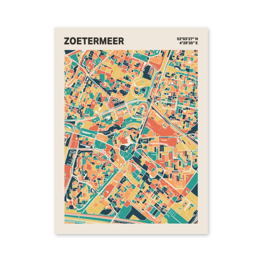 Plattegrond poster Licht Zoetermeer mozaiek stl 01 mockup poster schaduw 06 | Funky Fellow