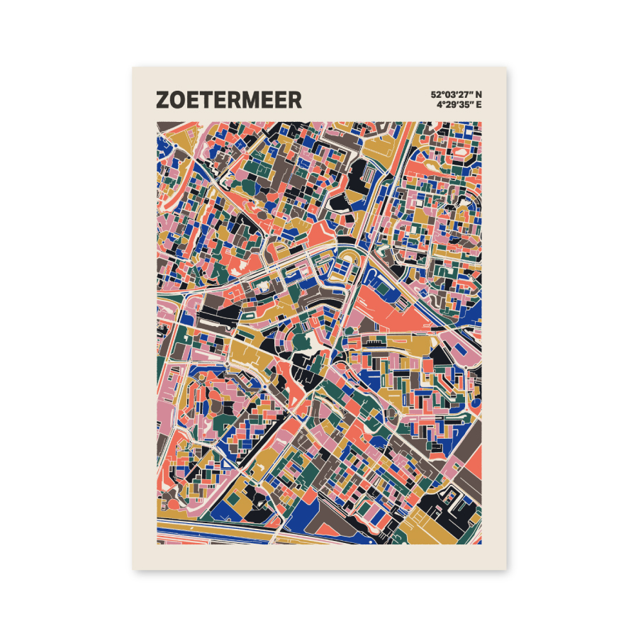 Plattegrond poster Licht Zoetermeer mozaiek stl 05 mockup poster schaduw 06 | Funky Fellow
