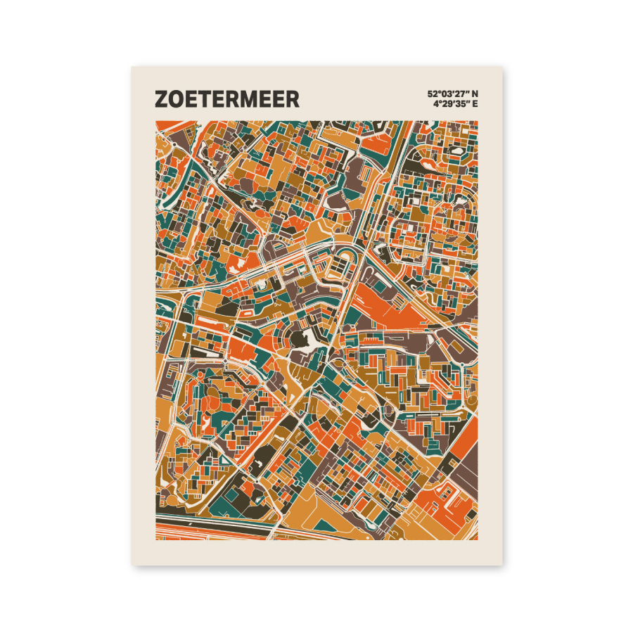 Plattegrond poster Licht Zoetermeer mozaiek stl 06 mockup poster schaduw 06 | Funky Fellow