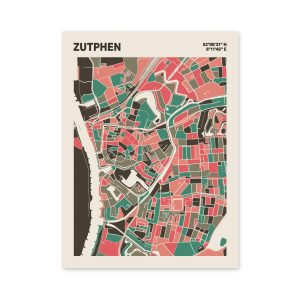 Plattegrond poster Licht Zutphen mozaiek stl 02 mockup poster schaduw 06 | Funky Fellow