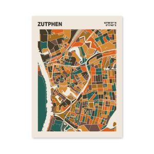 Plattegrond poster Licht Zutphen mozaiek stl 06 mockup poster schaduw 06 | Funky Fellow
