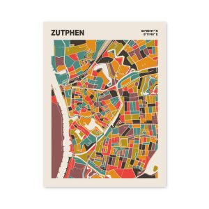 Plattegrond poster Licht Zutphen mozaiek stl 07 mockup poster schaduw 06 | Funky Fellow