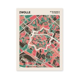 Plattegrond poster Licht Zwolle mozaiek stl 02 6 | Funky Fellow