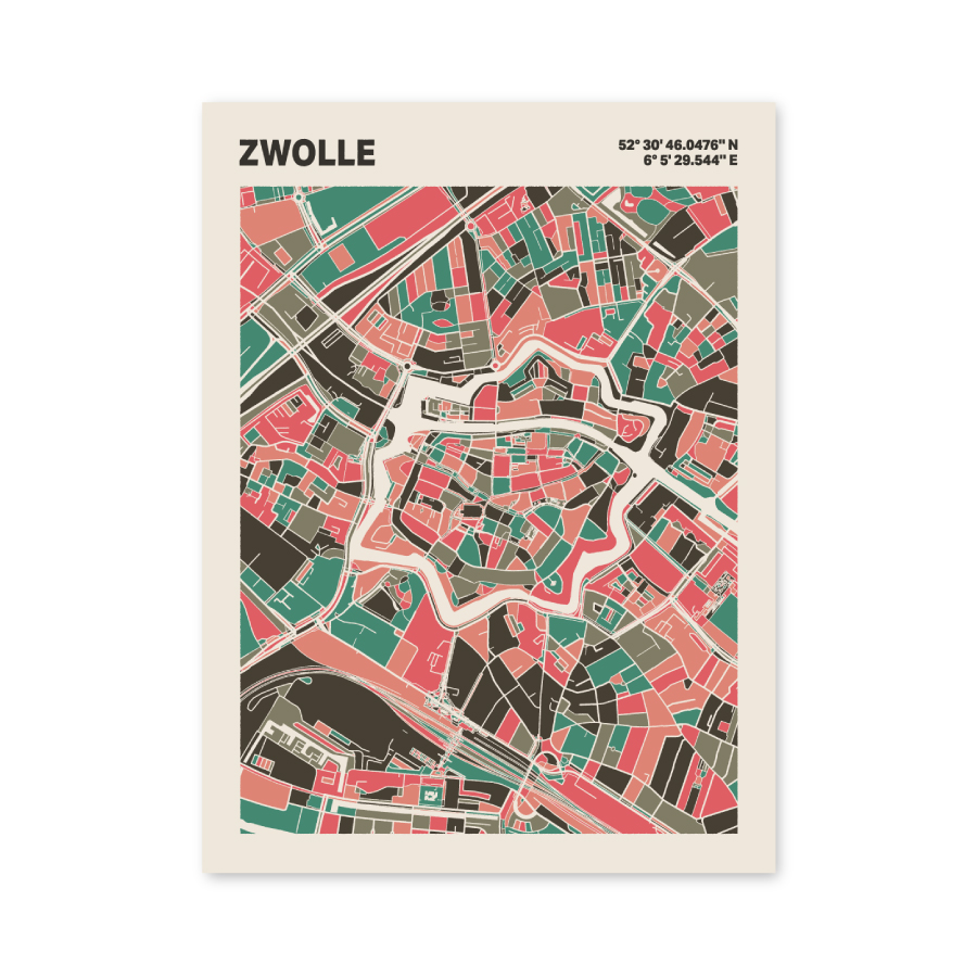 Plattegrond poster Licht Zwolle mozaiek stl 02 6 | Funky Fellow