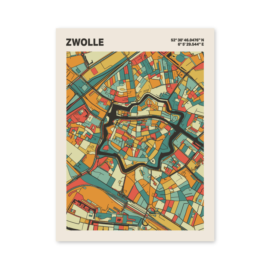 Plattegrond poster Licht Zwolle mozaiek stl 08 6 | Funky Fellow