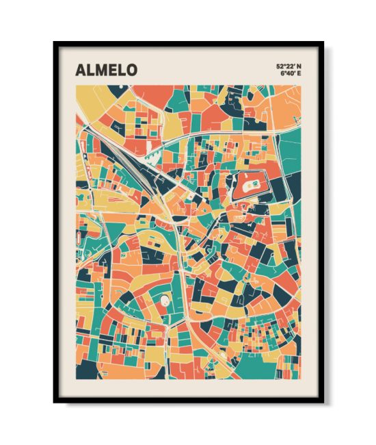 Plattegrond poster Licht Almelo mozaiek stl 01 | Funky Fellow