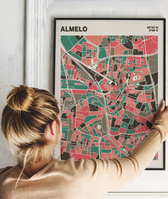 Plattegrond poster Licht Almelo mozaiek stl 02 | Funky Fellow