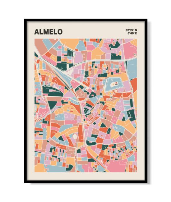 Plattegrond poster Licht Almelo mozaiek stl 04 1 | Funky Fellow
