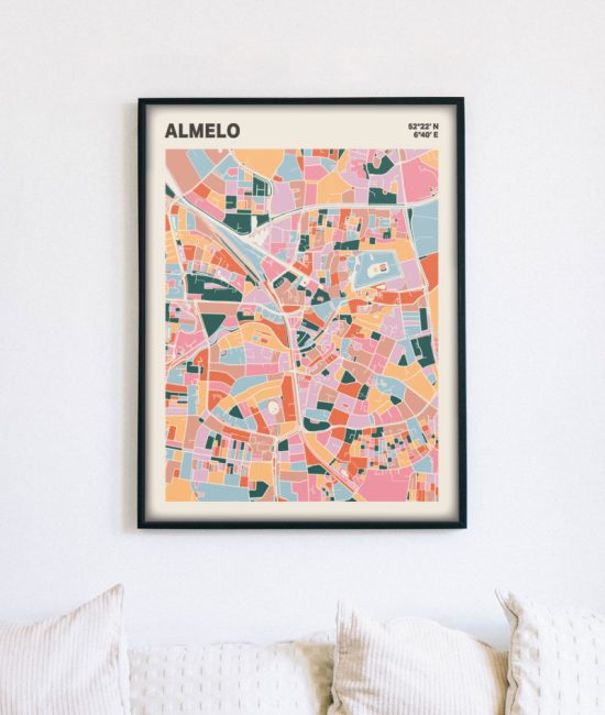 Plattegrond poster Licht Almelo mozaiek stl 04 | Funky Fellow