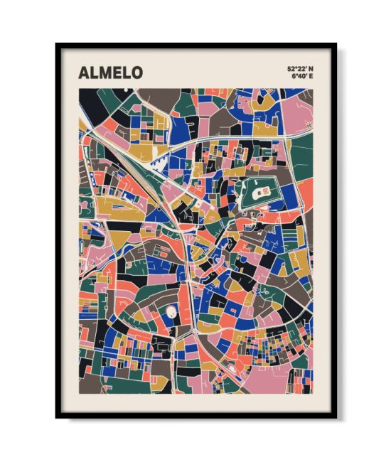 Plattegrond poster Licht Almelo mozaiek stl 05 | Funky Fellow