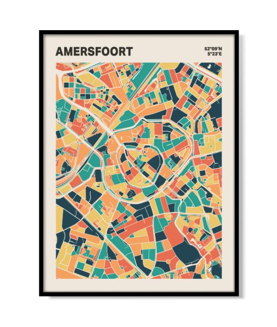 Plattegrond poster Licht Amersfoort mozaiek stl 01 mockup lijst 05 | Funky Fellow