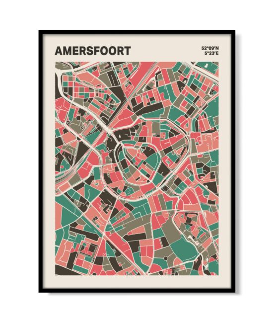 Plattegrond poster Licht Amersfoort mozaiek stl 02 mockup lijst 05 | Funky Fellow