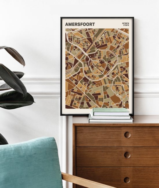 Plattegrond poster Licht Amersfoort mozaiek stl 03 Mockup stoel kast lijst 03 | Funky Fellow