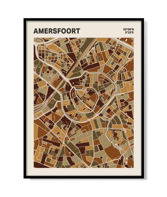 Plattegrond poster Licht Amersfoort mozaiek stl 03 mockup lijst 05 | Funky Fellow