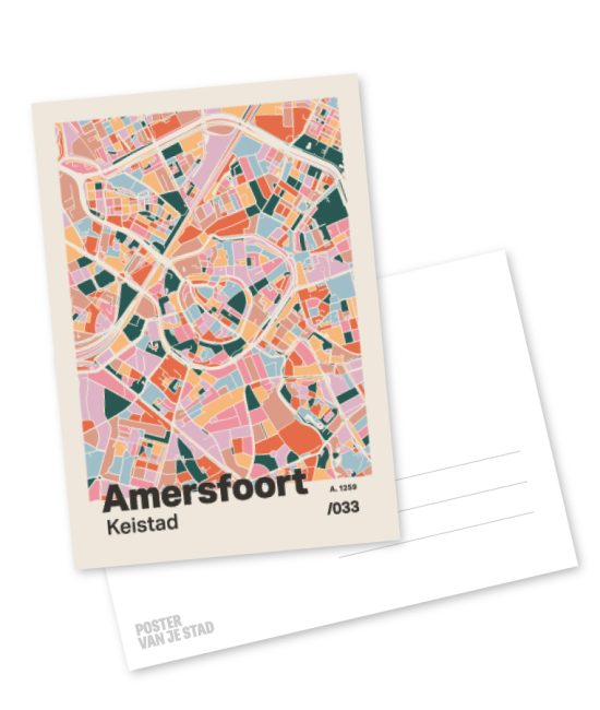 Plattegrond poster Licht Amersfoort mozaiek stl 04 mockup A6 schaduw voor en achter | Funky Fellow