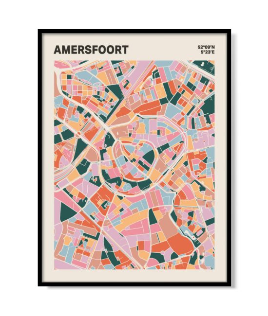 Plattegrond poster Licht Amersfoort mozaiek stl 04 mockup lijst 05 | Funky Fellow
