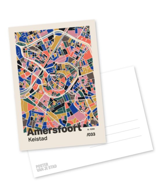 Plattegrond poster Licht Amersfoort mozaiek stl 05 mockup A6 schaduw voor en achter | Funky Fellow