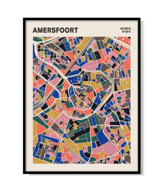 Plattegrond poster Licht Amersfoort mozaiek stl 05 mockup lijst 05 | Funky Fellow