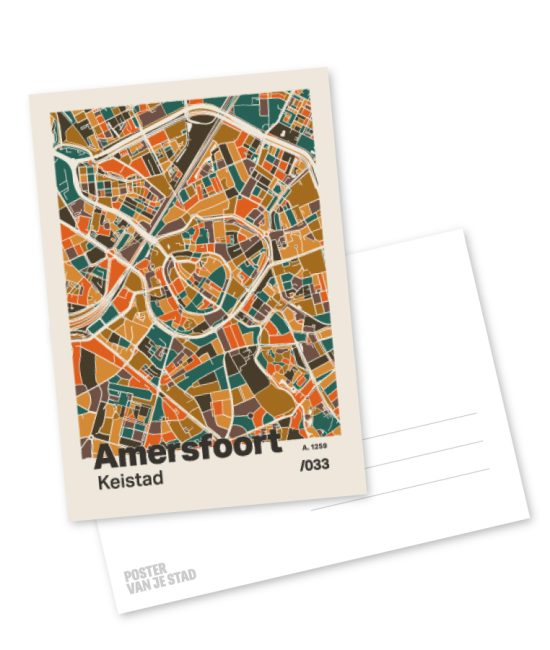 Plattegrond poster Licht Amersfoort mozaiek stl 06 mockup A6 schaduw voor en achter | Funky Fellow