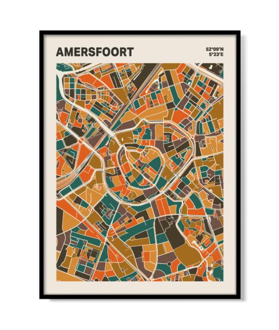 Plattegrond poster Licht Amersfoort mozaiek stl 06 mockup lijst 05 | Funky Fellow