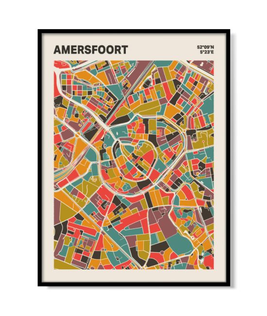 Plattegrond poster Licht Amersfoort mozaiek stl 07 mockup lijst 05 | Funky Fellow
