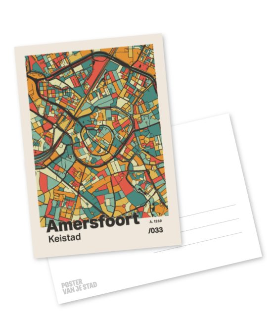 Plattegrond poster Licht Amersfoort mozaiek stl 08 mockup A6 schaduw voor en achter | Funky Fellow