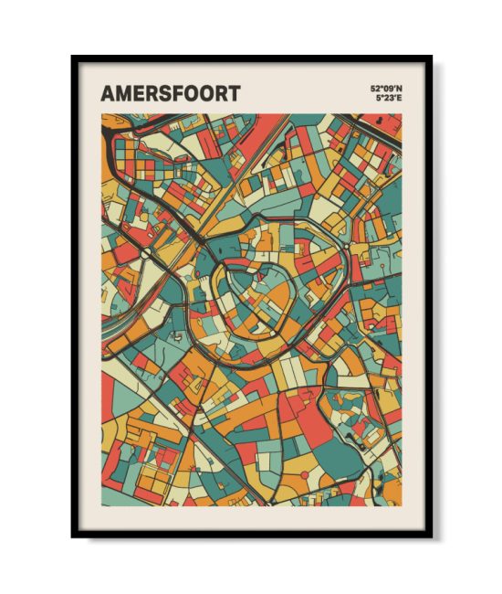 Plattegrond poster Licht Amersfoort mozaiek stl 08 mockup lijst 05 | Funky Fellow