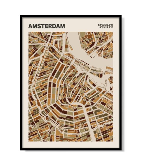 Plattegrond poster Licht Amsterdam mozaiek stl 03 mockup lijst 05 | Funky Fellow