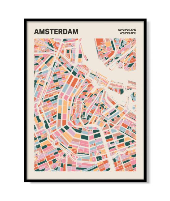 Plattegrond poster Licht Amsterdam mozaiek stl 04 mockup lijst 05 | Funky Fellow