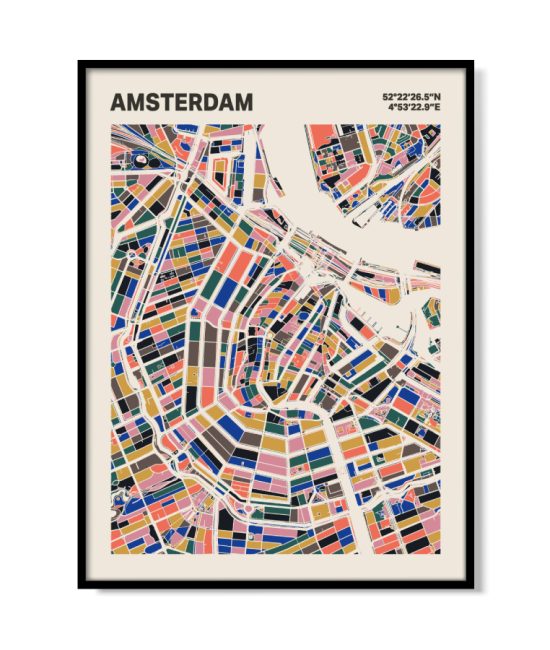Plattegrond poster Licht Amsterdam mozaiek stl 05 mockup lijst 05 | Funky Fellow