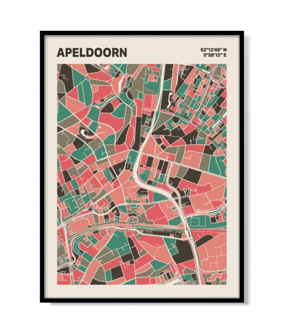 Plattegrond poster Licht Apeldoorn mozaiek stl 02 mockup lijst 05 | Funky Fellow