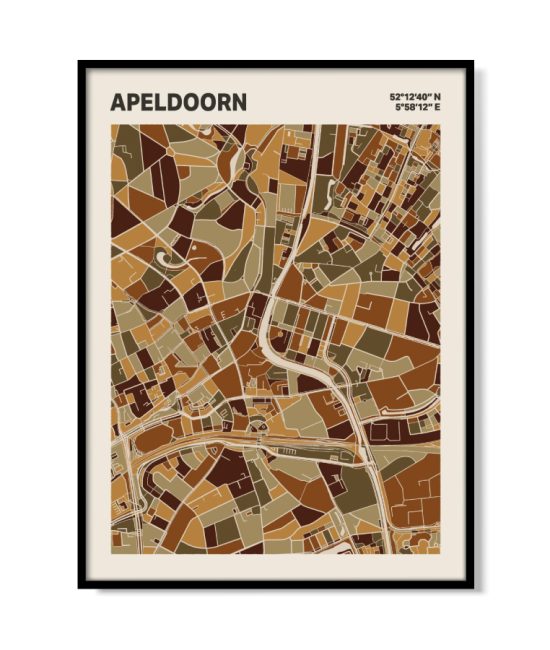 Plattegrond poster Licht Apeldoorn mozaiek stl 03 mockup lijst 05 | Funky Fellow