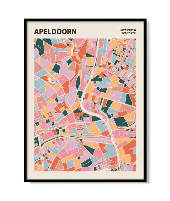 Plattegrond poster Licht Apeldoorn mozaiek stl 04 mockup lijst 05 | Funky Fellow