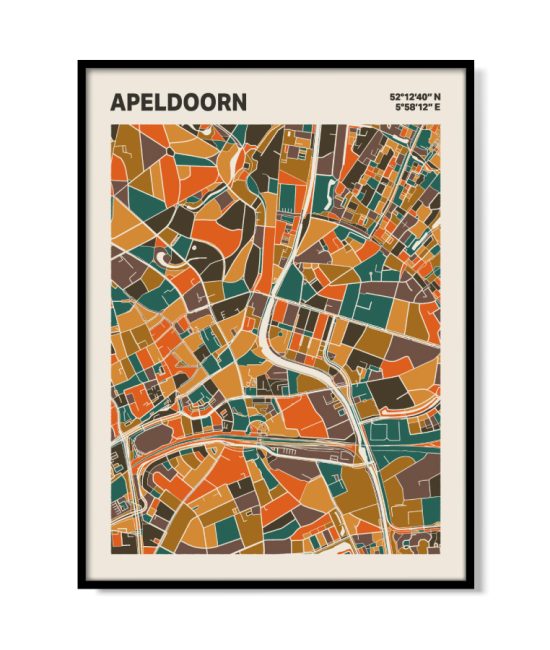 Plattegrond poster Licht Apeldoorn mozaiek stl 06 mockup lijst 05 | Funky Fellow
