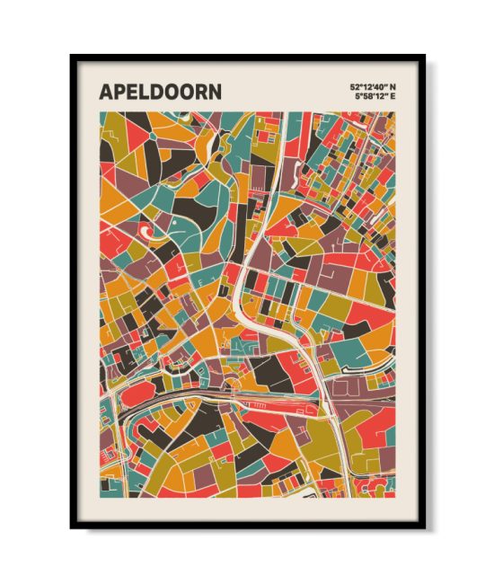 Plattegrond poster Licht Apeldoorn mozaiek stl 07 mockup lijst 05 | Funky Fellow