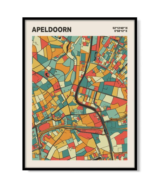 Plattegrond poster Licht Apeldoorn mozaiek stl 08 mockup lijst 05 | Funky Fellow