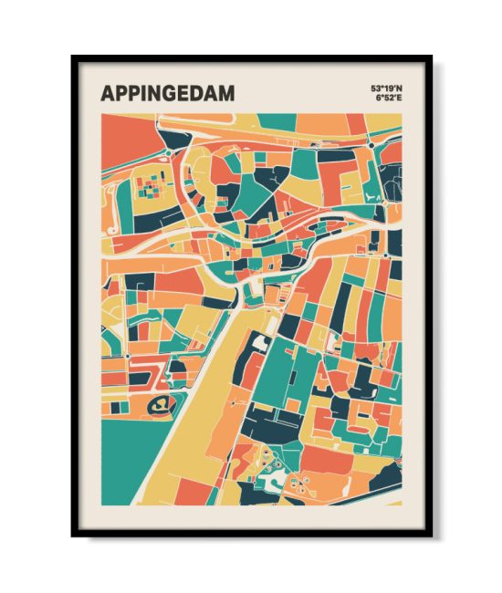 Plattegrond poster Licht Appingedam mozaiek stl 01 | Funky Fellow