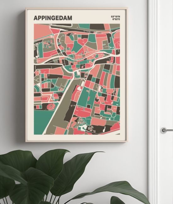 Plattegrond poster Licht Appingedam mozaiek stl 02 4 | Funky Fellow