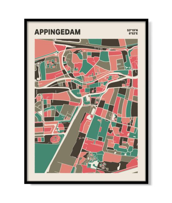 Plattegrond poster Licht Appingedam mozaiek stl 02 | Funky Fellow