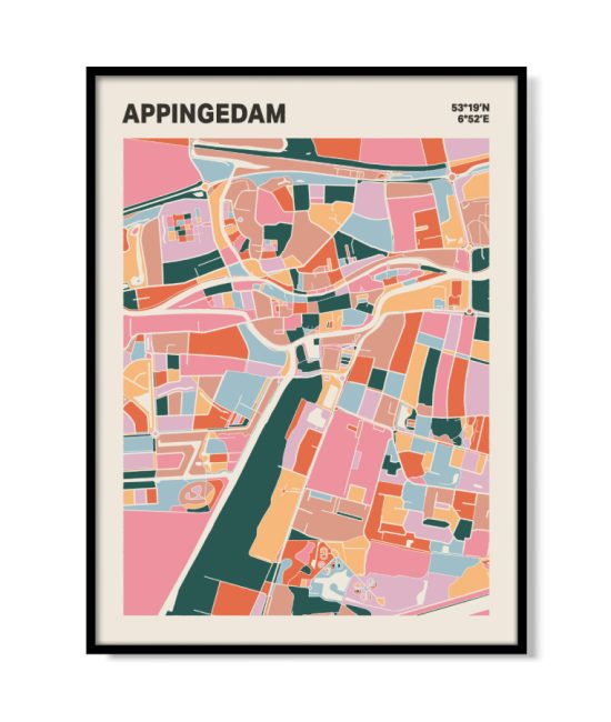 Plattegrond poster Licht Appingedam mozaiek stl 04 | Funky Fellow