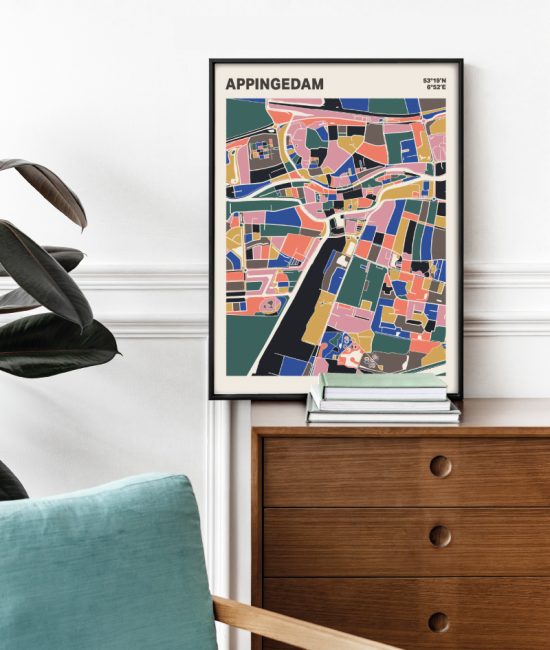 Plattegrond poster Licht Appingedam mozaiek stl 05 2 | Funky Fellow