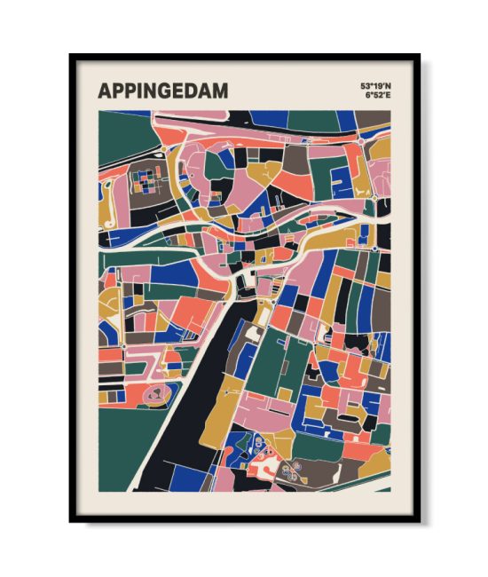 Plattegrond poster Licht Appingedam mozaiek stl 05 | Funky Fellow