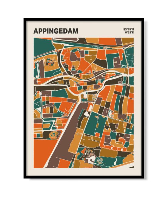 Plattegrond poster Licht Appingedam mozaiek stl 06 | Funky Fellow