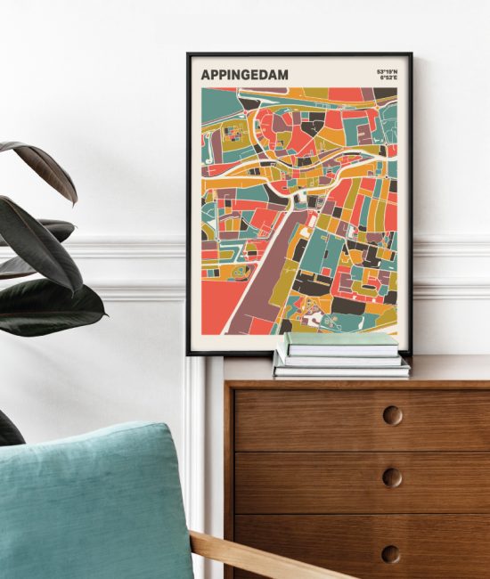 Plattegrond poster Licht Appingedam mozaiek stl 07 2 | Funky Fellow